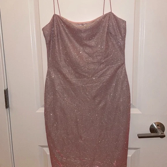 strapless open back dress Kensley Open Back Slit Sequin Formal Dress
